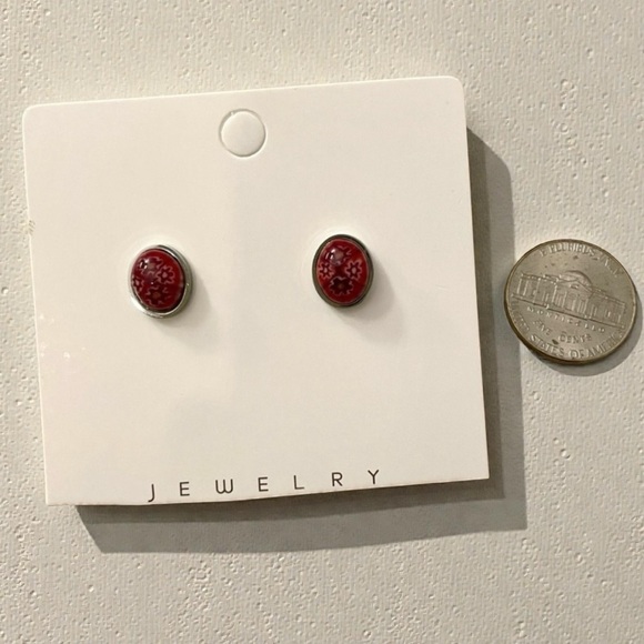 Red Floral Design Murano Silver Hypoallergenic Earrings - Picture 5 of 5